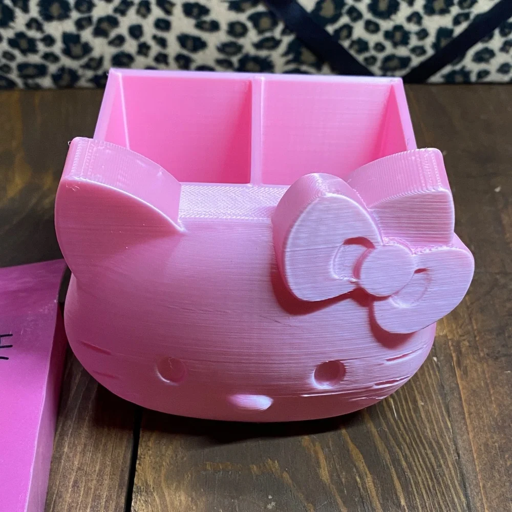 Hello Kitty Pink Makeup Brush Set with 3D Printed Holder and Lip Balm